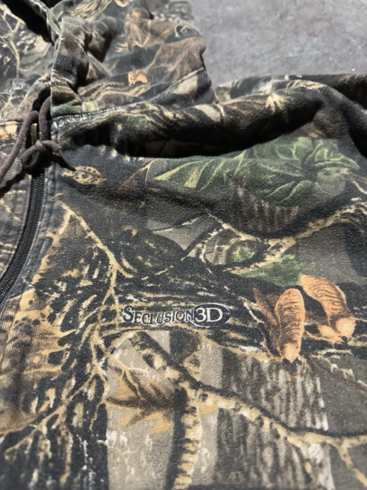 VTG Cabelas Realtree Camo Zip Up Hoodie Heavyweight Hunting Outdoors 2X Mens - Image 2 of 4