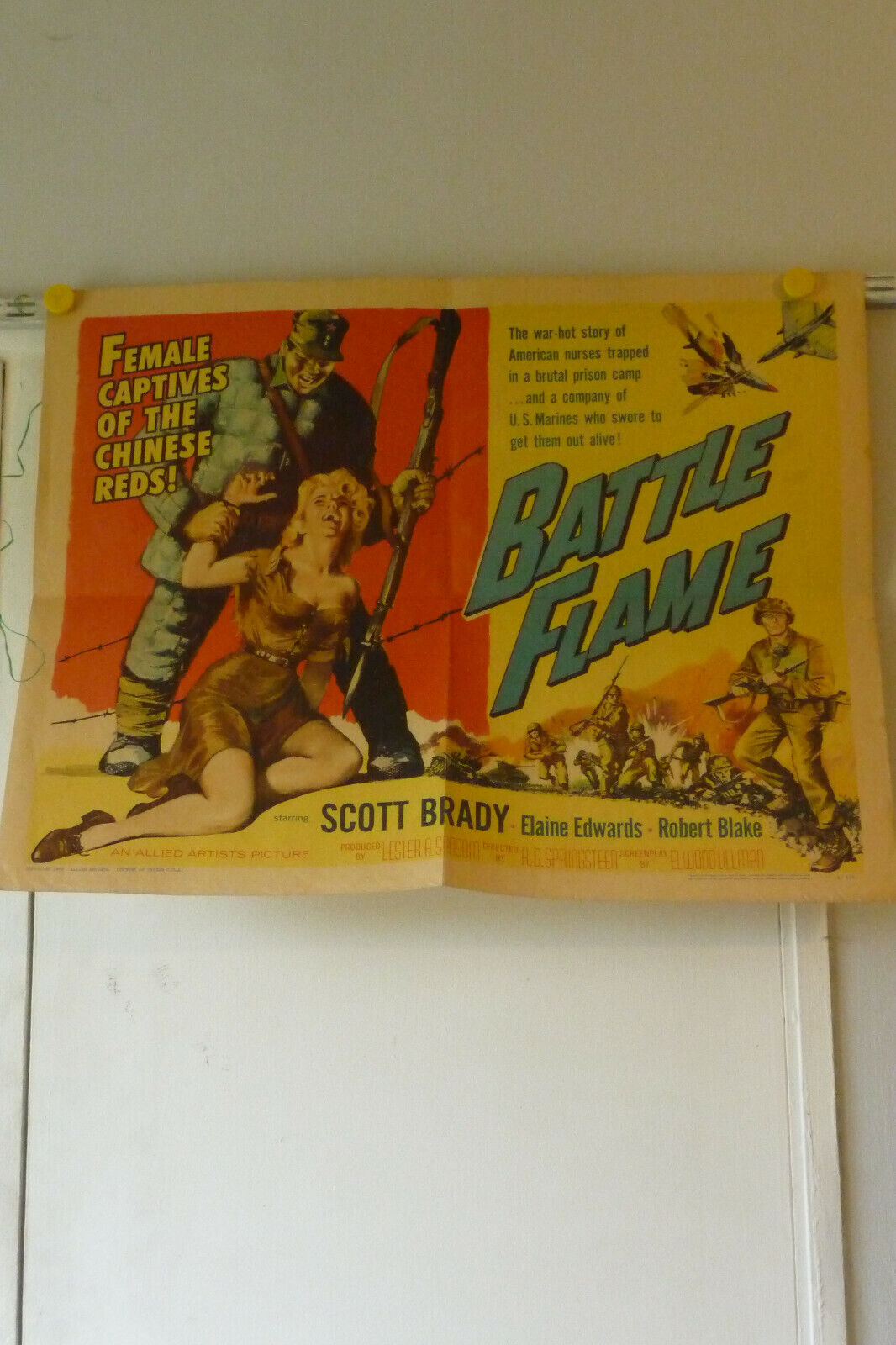 affiche poster battle flame film movie 1959 original Scott Brady Elaine Edwards Beperkte VERKOOP, grote waarde