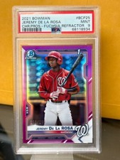 Jeremy De La Rosa 2021 1st Bowman Fuchsia Refractor PSA 9 Rookie RC (QUC014776)