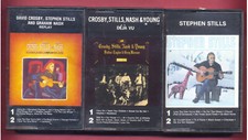 3 CROSBY STILLS NASH CASSETTES: REPLAY w/YOUNG, DEJA VU, STEPHEN STILLS SOLO EX 