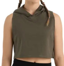 New BALERA Urban Groove Hooded Sleeveless Crop Top AH9207 Army Green MA M ADULT