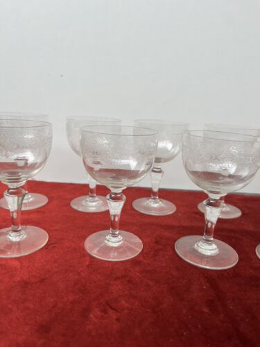Lot of 9 Baccarat Engraved Crystal White Wine Glasses - Picture 3 of 11