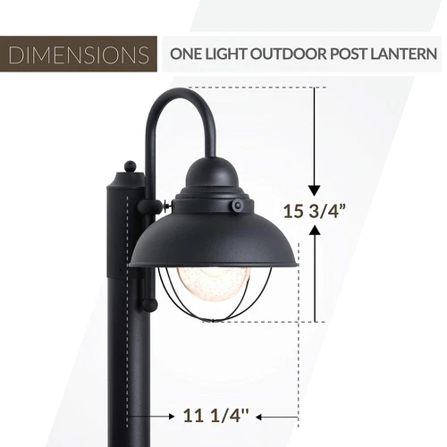 Sea Gull Lighting One-Light Outdoor Post Lantern Outside Fixture, Full Size, ... - Picture 3 of 6