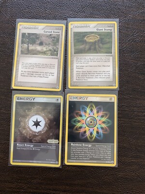 Ex Legend Maker Pokemon Trainer Energy Card Bundle Rainbow Energy Cursed  Stone