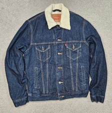 Vintage Levi's Blue Denim Sherpa Lined 5 Pocket Trucker Jacket Adult Size S
