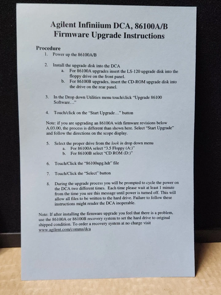 Agilent / HP / Keysight 86100-10026 3.5 Floppy Upgrade Software Kit. For 86100A - Image 4 of 4
