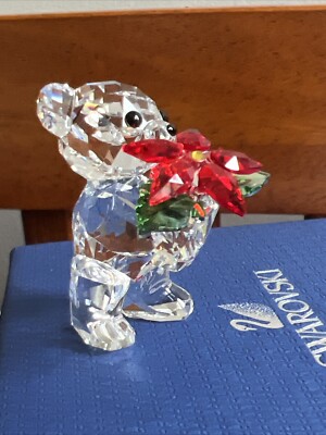 スワロフスキー　ポインセチア　クリスベア　2012 置物 Swarovski 2012 Kris Bear with Poinsettia 1139967 New in Box. | eBay