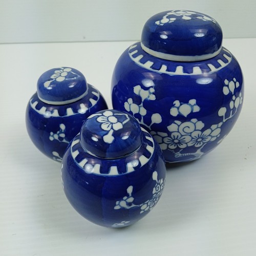 3 Antigue Chinese Ginger Tea Jars Attributed To 19th-20th century