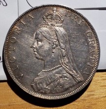 England/ Great Britain 1887 Double Florin KM763 AU+ Details