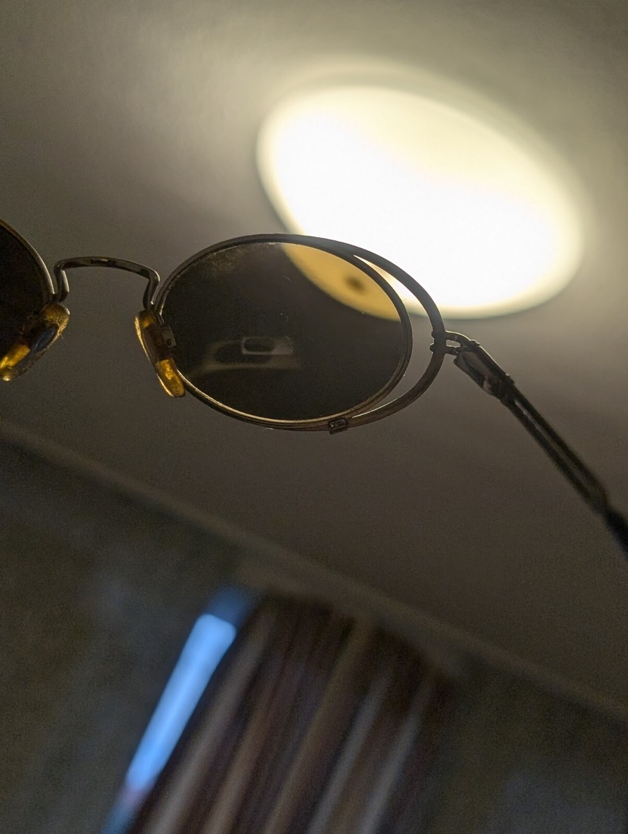 VINTAGE FLORENCE VOGUE OVAL METAL SUNGLASSES BLUE LENSES  display picture 1