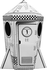 Kids Cardboard Rocket Playhouse - Color, Draw, and Customize - Great for Playtim