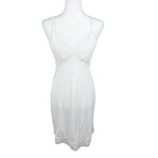 Vintage Lorraine Slip Dress Women 32 Short Ivory Lace Tank Sleep Gown Nightie