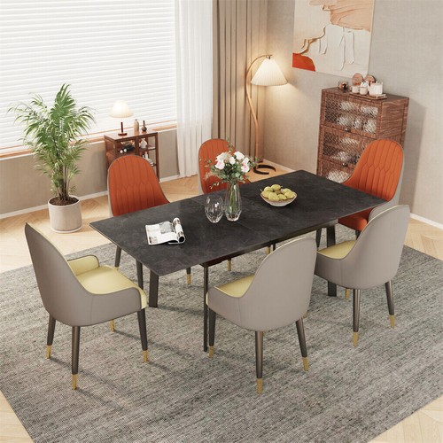 Flexible Extendable Dining Tables Sintered Stone Top w/ High Strength Metal Legs - Picture 7 of 25