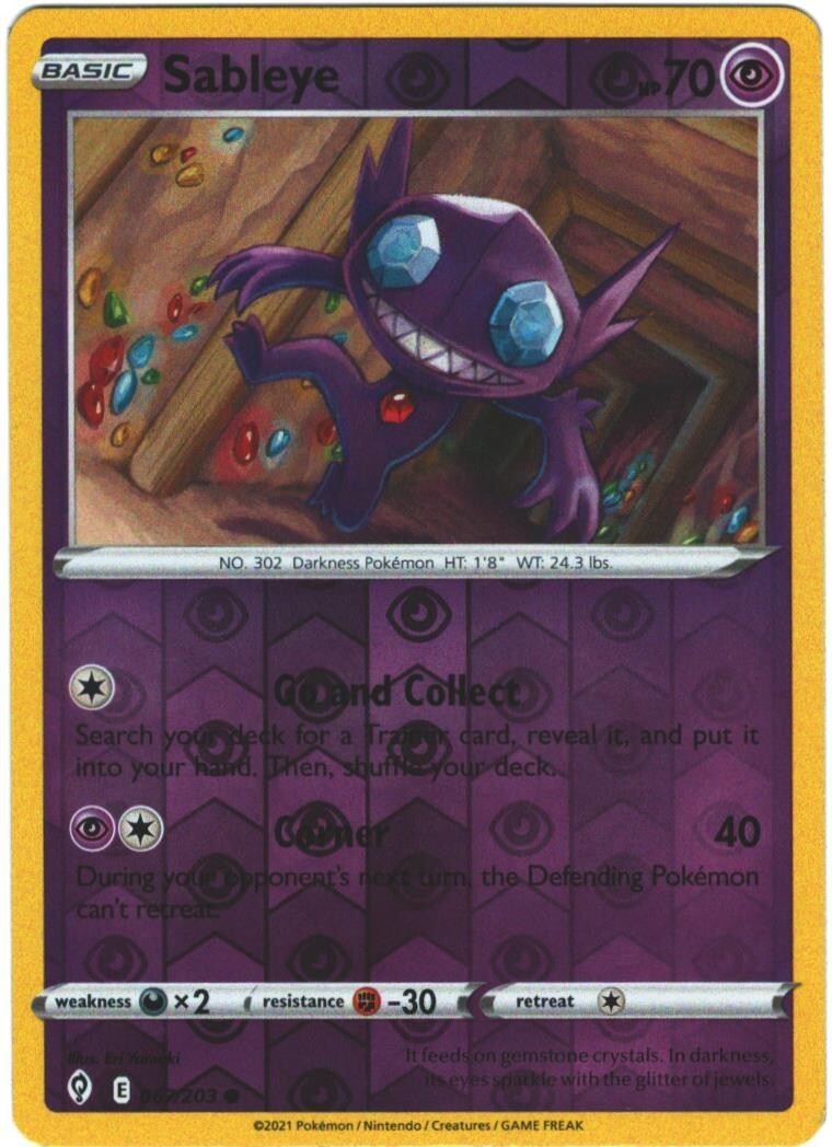 Sableye 67/203 Evolving Skies Reverse Holo Common Pokemon Card TCG 067/203