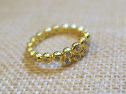 925 ECHT SILBER VERGOLDET *** Zirkonia Ring mit offener Ringschiene - Picture 6 of 7