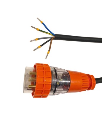 10 Amp 5m appliance Mains Lead, 3 Phase, 5 pin, 415V, 5mt, Plug and H07 Cable