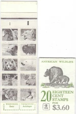 R58 USA BK137 (1889a) complete booklet of 20 animals bears lions hunting