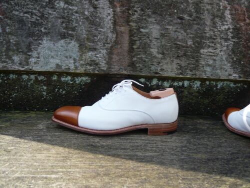 LODGER OXFORD SHOES SPECTATOR BROWN TAN LEATHER WHITE NUBUCK UK7 MENS WORN ONCE - Picture 1 of 14