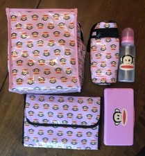 Small Paul Infant Changing Bag Gift Set, Pad, Wipe Box, Bottle Pink