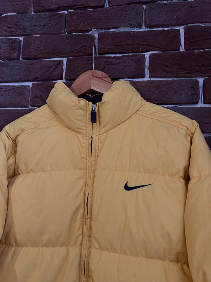 Rare Vintage 90s Nike Puffer Jacket Yellow Hype Streetwear M Rare Vintage 90s Nike Puffer Jacket Yellow Hype Streetwear M