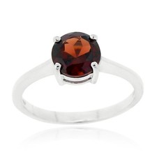 925 Silver Garnet Solitaire Round Ring Size 5