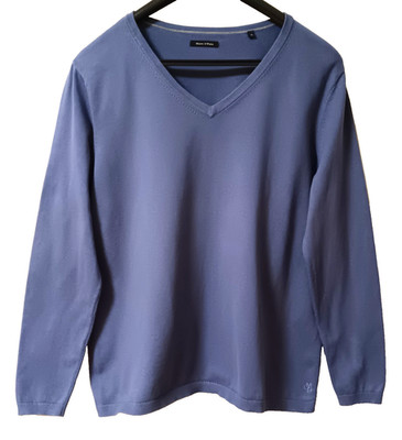 Strickpullover MARC O'POLO 100% Baumwolle Blau Gr. XL(46/48) kurz- beachte Maße!