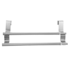 Modern Silver Double Towel Rack Stainless Steel Bathroom Accessory
