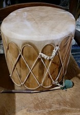 AWESOME VINTAGE NATIVE AMERICAN HANDMADE MEDIUM POW WOW TAOS DRUM NICE""