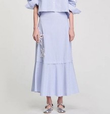 Women Sandro Striped Pearl Embellished A-line Midi Skirt