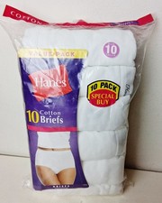Hanes 100 Cotton Brief 10 Pack Panties White Size 10 SEALED In Package 2009