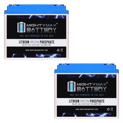 Mighty Max 12V, 50Ah, Lithium, Replaces FirstPower LFP1240, LFP1240B - 2 Pack