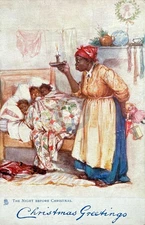 Children in Bed the Night Before Christmas Vintage Reproduction Postcard