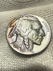 1934 P Buffalo Nickel Coin AU/UncHigh Grade Full Horn Toned Red Hue Tough Date