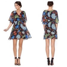 Alice + Olivia Cay Alder Mini Dress - 4 Black Dolman Boho Cottage Brunch Party