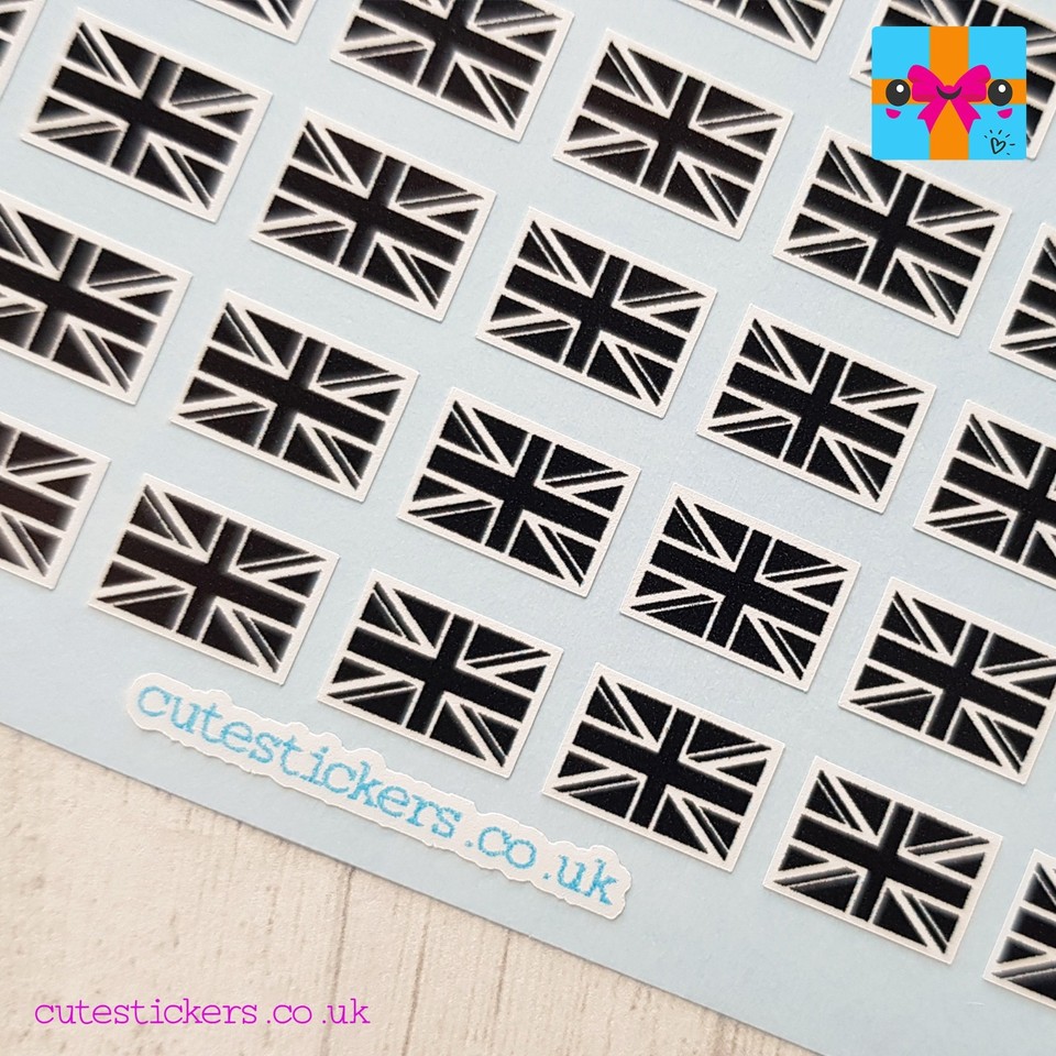 Adesivo Rotondo Union Jack 50mm - Oro E Nero - Effetto Gel Bombato Lucido - JakeDesigns