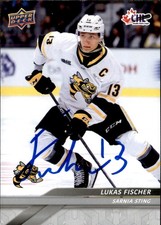 Lukas Fischer Signed Autographed 2024-25 Upper Deck CHL card Sarnia Sting