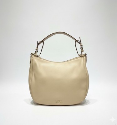 Coach Sutton Hobo Shoulder Bag Beige Leather Style 35593