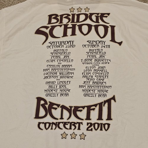 Bridge School Benefit Concert T Shirt 2010 Pearl Jam Buffalo Springfield Size XL - Picture 5 of 5