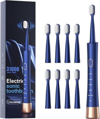IPX7 Waterproof Sonicare Electric Toothbrush, 2-Hour Fast Charge with Blue 