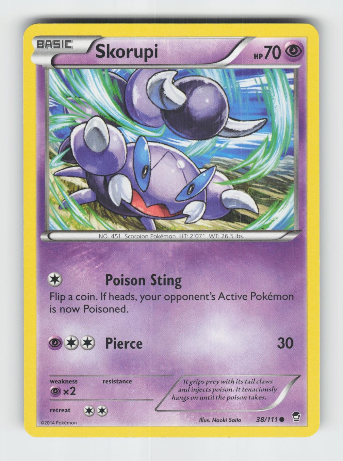 Skorupi 38/111 Common Furious Fists Pokemon 2014 Lightly Played