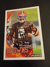 T.J. WARD (in-person & ROOKIE hard-signed) AUTOGRAPH 2010 Topps card #245 Browns
