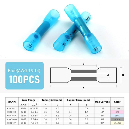 Heat Shrink Connectors-200PCS Boxed 3:1 Waterproof Assortment 3 Colors Free Ship - Picture 9 of 45