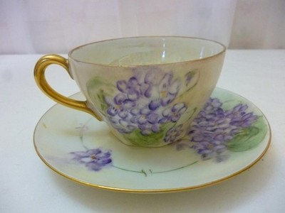 Vintage Porcelain Cup & Saucer, Peerless Germany, Violets