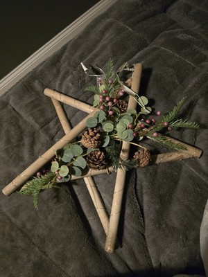 Sara Davies Pre-Lit Holz Stern Festlich Botanisch Weihnachten Girlande Deko