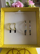 Kendra Scott 2-Pieces Set Thora & Colette Hoop Earrings in Gold jewel tone NWT