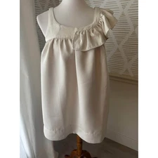 NWT Saturday Club Women’s Small Cream Babydoll Asymmetrical Ruffled Mini Dress