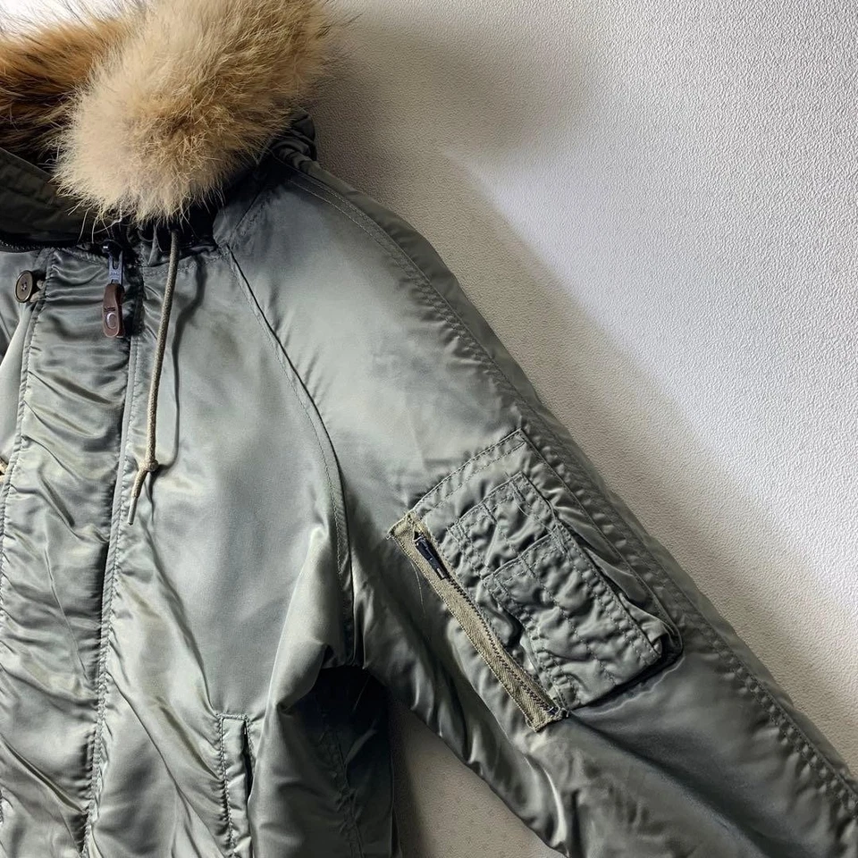 Excelente Chaqueta de Vuelo COCK PIT N-3B M Caqui Cuero Aislado De Japón Foto 4 de 4