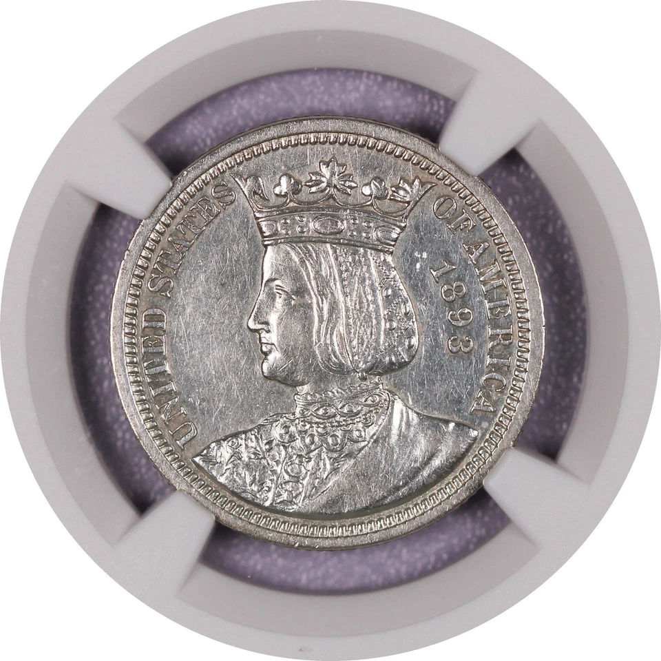 1893 25C Columbian Exposition Isabella Commemorative Quarter NGC AU Details - Image 3 of 4