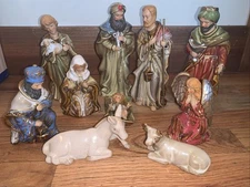 KIRKLANDS POTTERS GARDEN II NATIVITY SET NICE GLAZE TALLEST FIGURE 7 1/2"