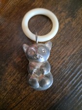 Vintage 1940s / 50s Baby Teddy Rattle Teething Ring